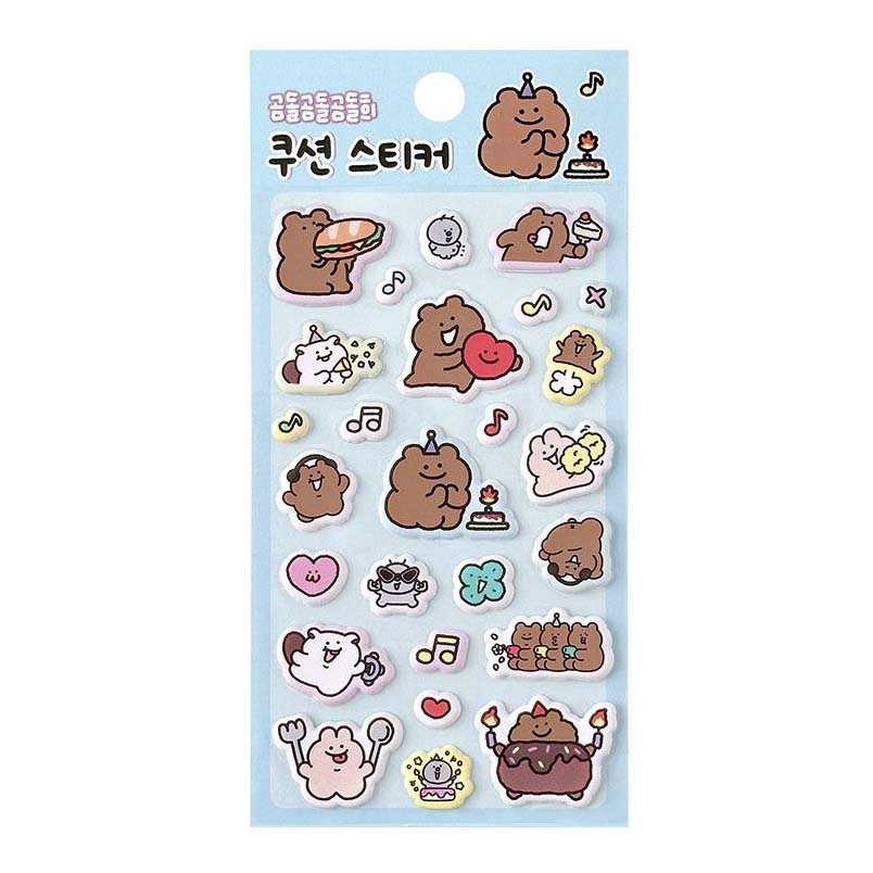 Stickers Bear Cushion Blue