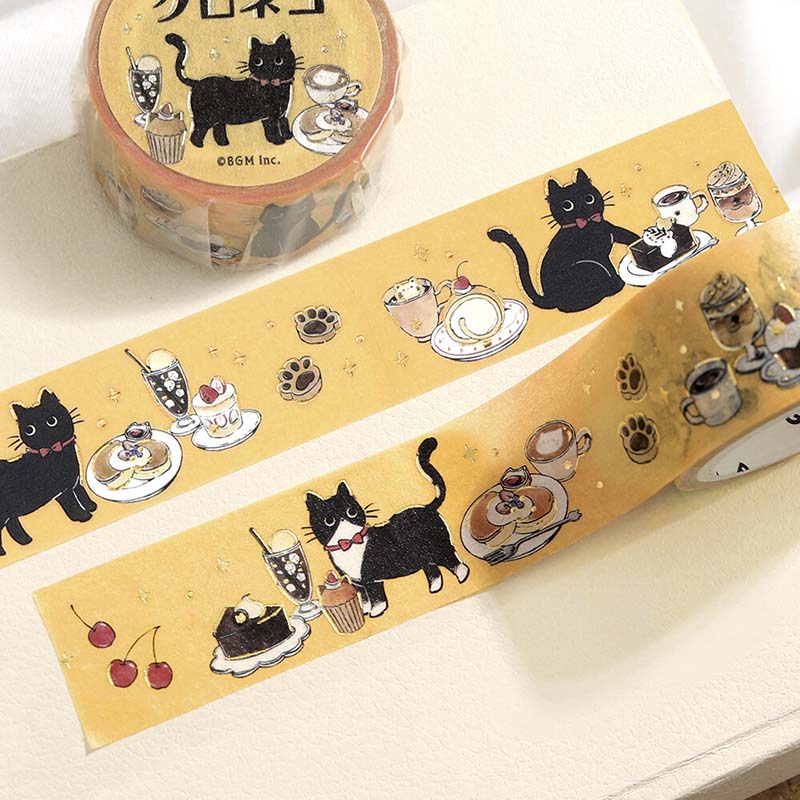 Washi Tape Foil Cafe Kuroneko Sweet Time