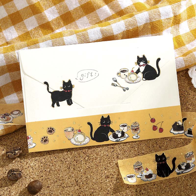 Washi Tape Foil Cafe Kuroneko Sweet Time
