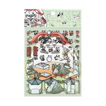 Stickers Escenario 3D Cute Masters House Panda House
