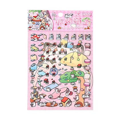 Stickers Escenario 3D Cute Masters House The Proud Cat