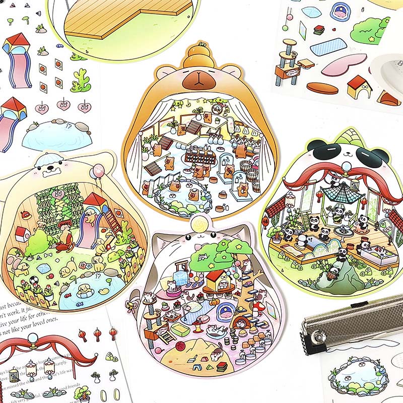 Stickers Escenario 3D Cute Masters House Bara Bath House