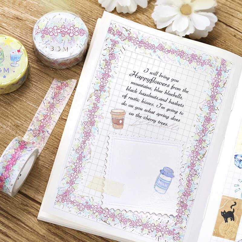 Washi Tape Foil Flower Line