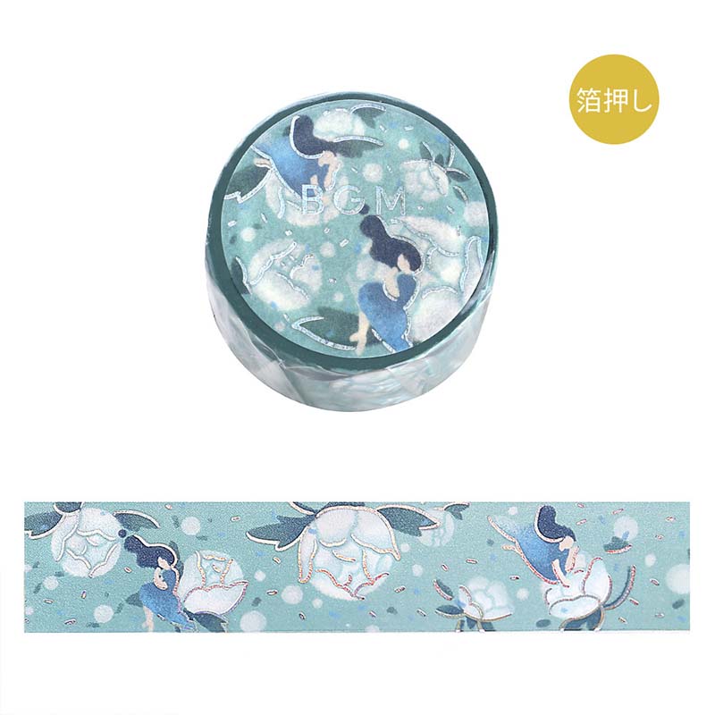 Washi Tape Foil Flower Story Blue Dream