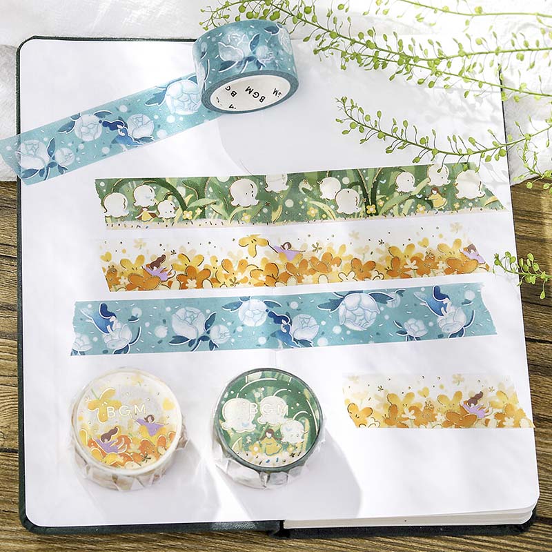 Washi Tape Foil Flower Story Blue Dream