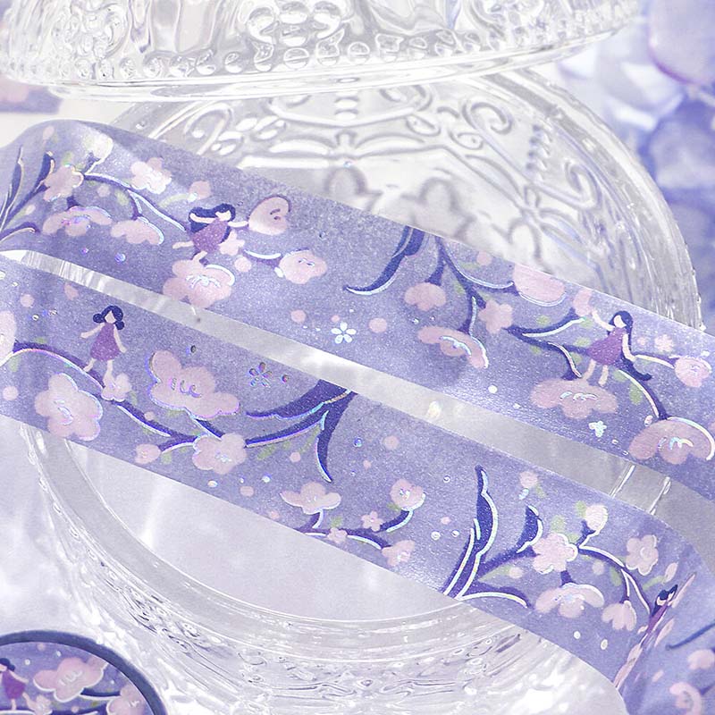 Washi Tape Foil Flower Story Light Purple