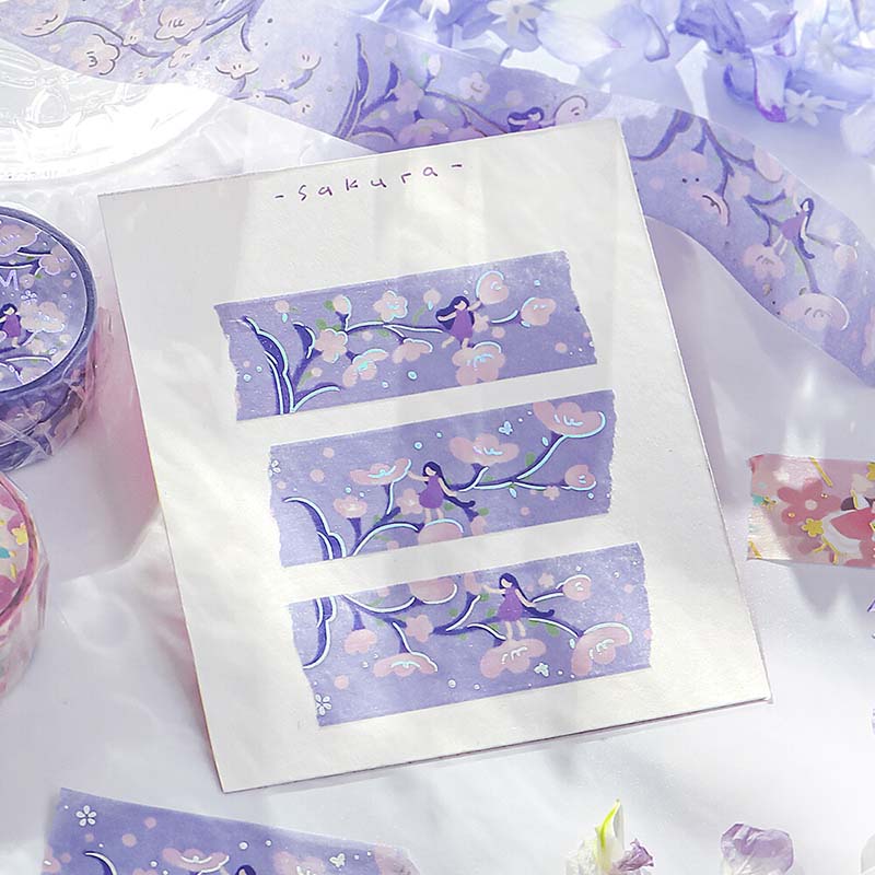 Washi Tape Foil Flower Story Light Purple
