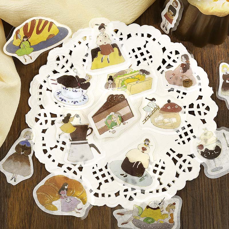 Stickers Girl And Coffee Shop Chocolate Milk