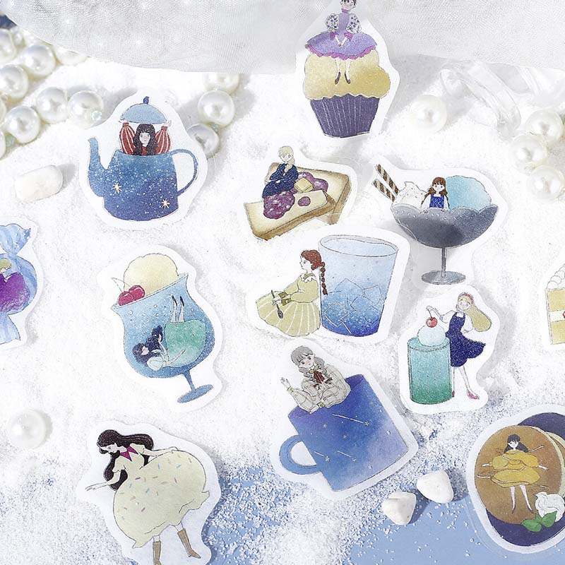 Stickers Girl And Coffee Shop Deep Sea Soda