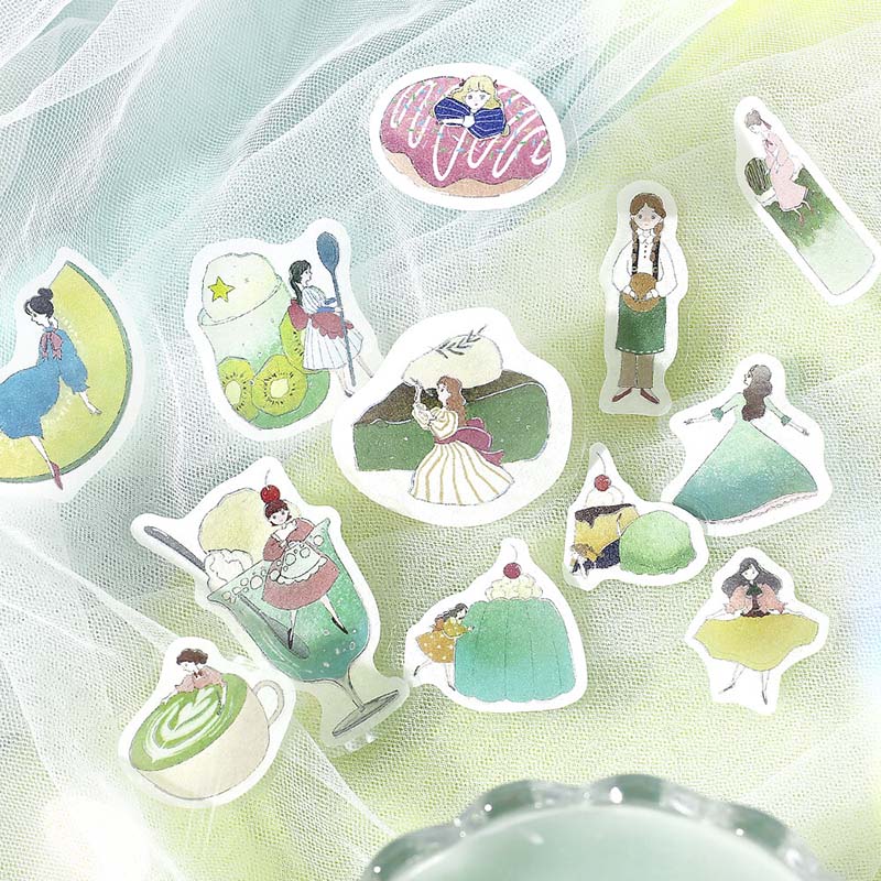 Stickers Girl And Coffee Shop Botanical