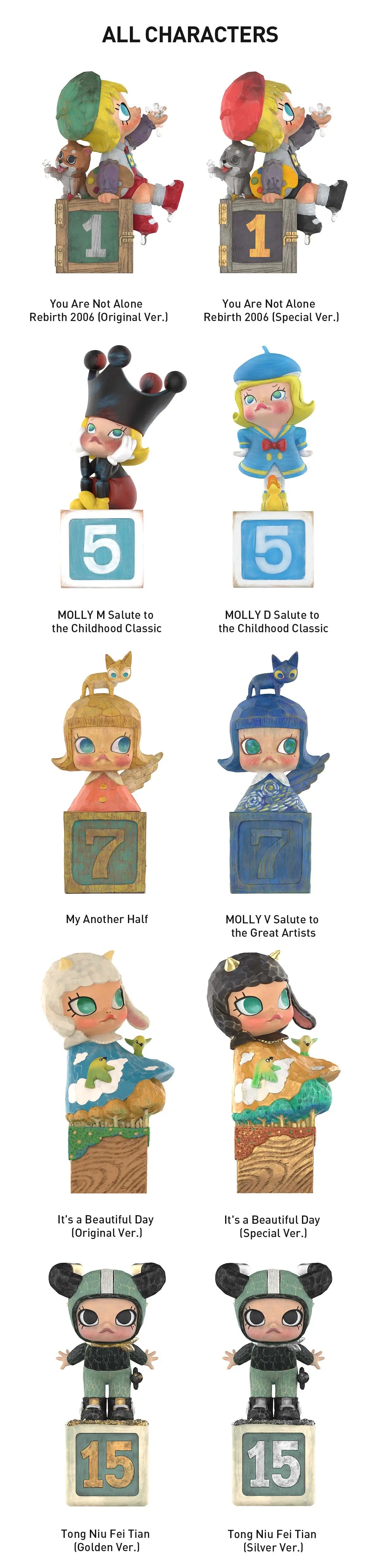 POP MART Blind Box MOLLY Anniversary Statues Classical Retro 2 Series