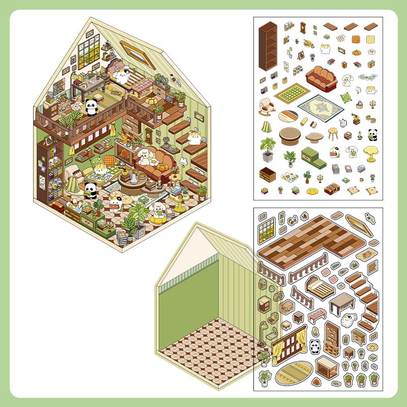 Stickers Escenario 3D My Little House Cute Attic