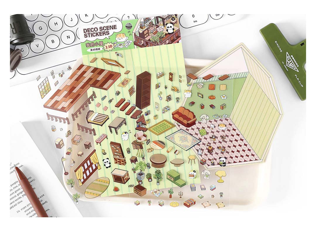 Stickers Escenario 3D My Little House Cute Attic
