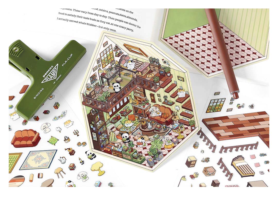 Stickers Escenario 3D My Little House Cute Attic