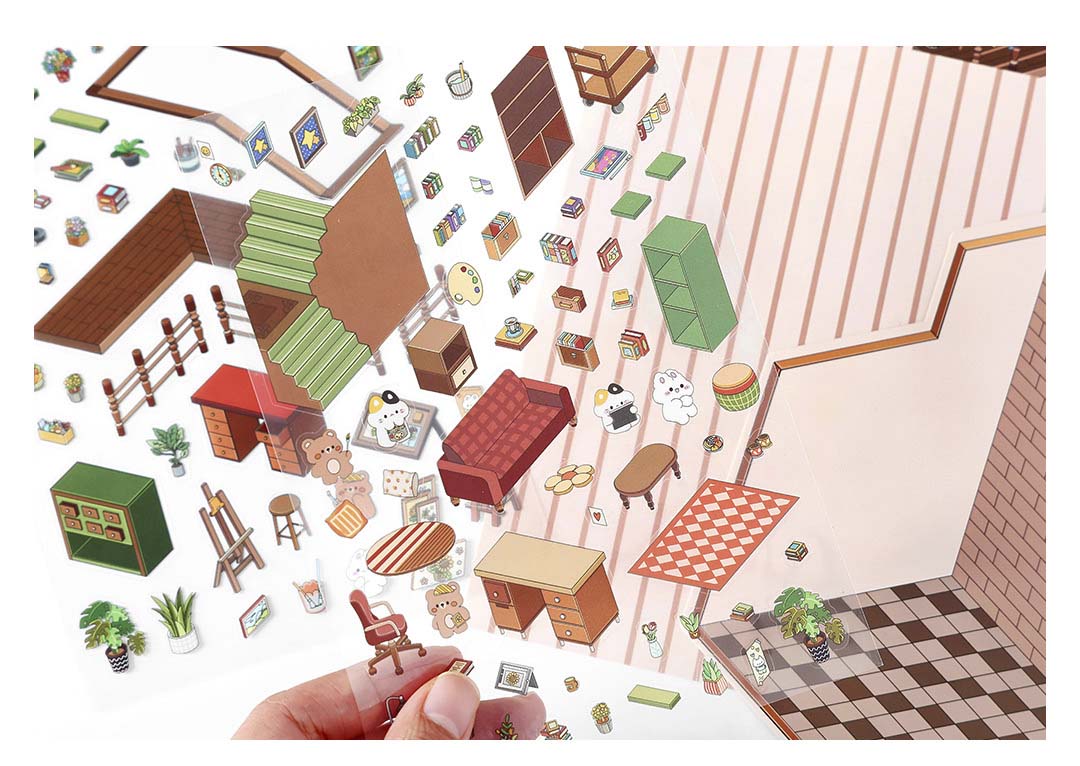 Stickers Escenario 3D My Little House Night Studio