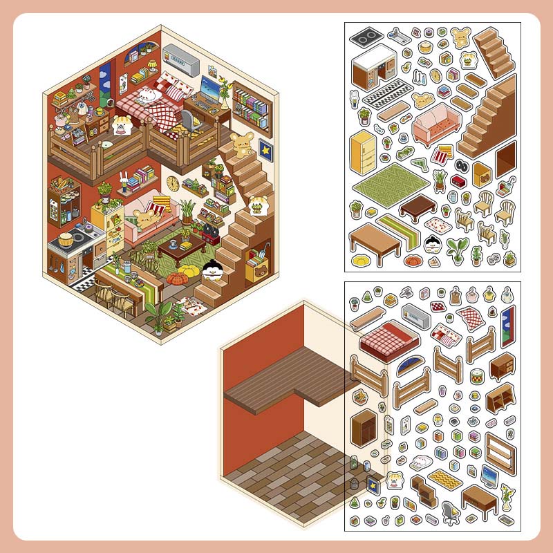Stickers Escenario 3D My Little House Shinning Library