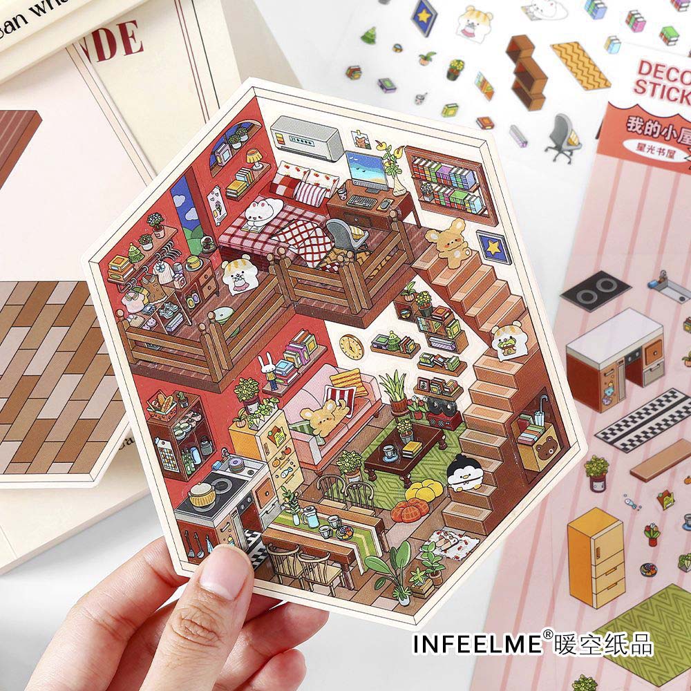 Stickers Escenario 3D My Little House Shinning Library