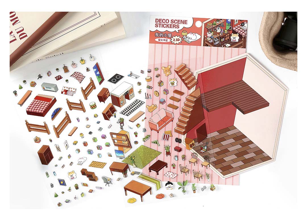 Stickers Escenario 3D My Little House Shinning Library