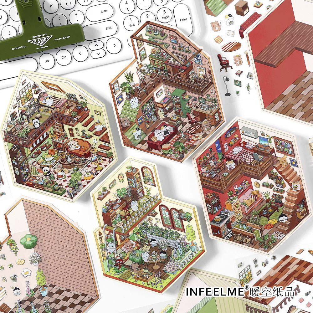 Stickers Escenario 3D My Little House Night Studio