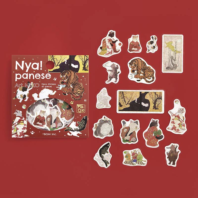 Stickers Nyapanese Art NEKO Deep Red