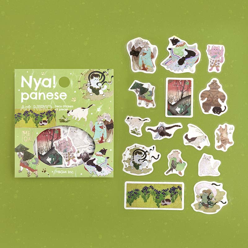 Stickers Nyapanese Art NEKO Moss Green