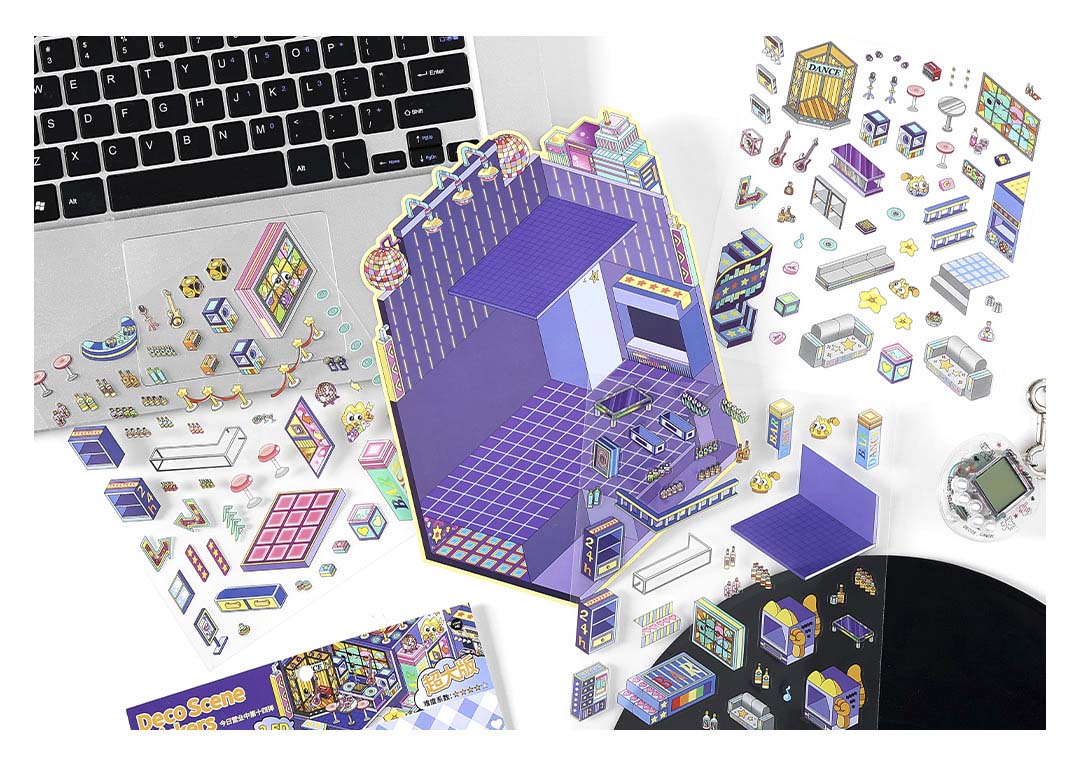 Stickers Escenario 3D Open Today V14 Disco Room