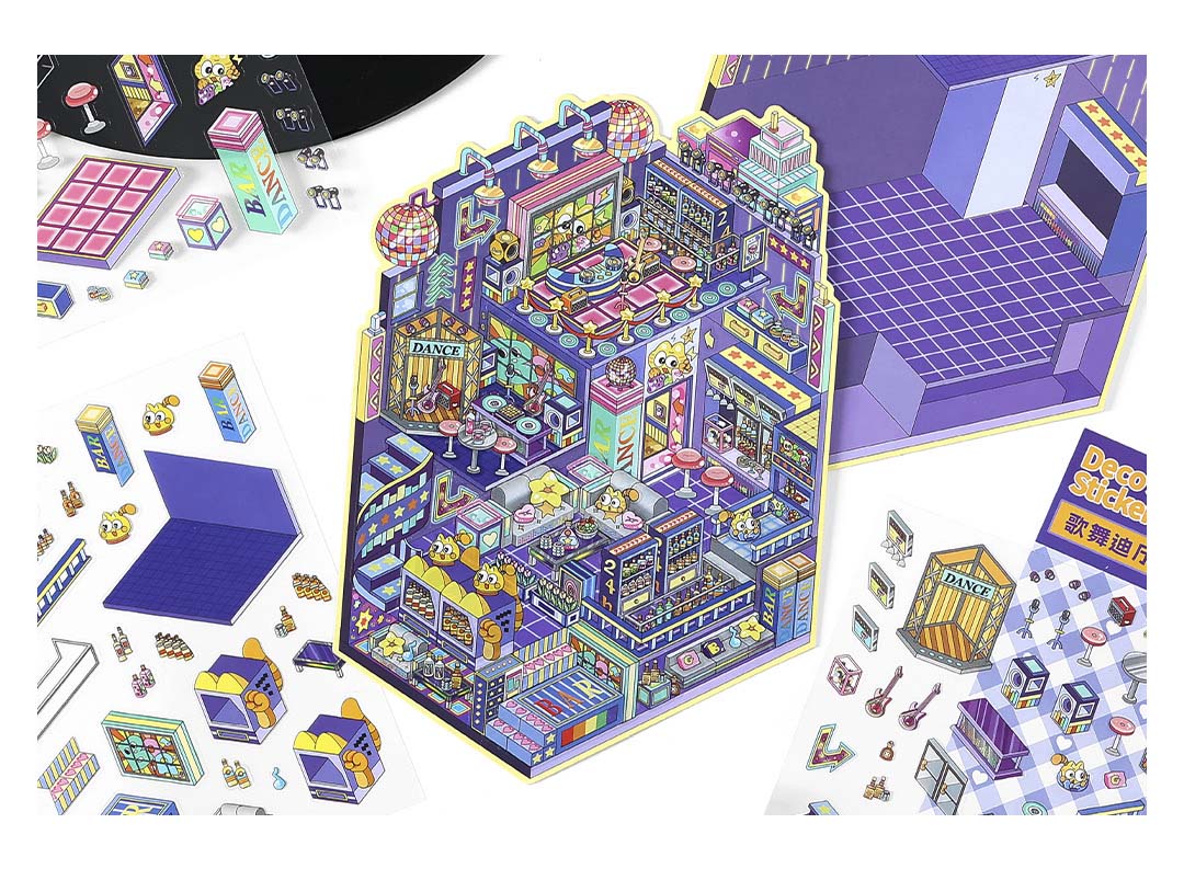 Stickers Escenario 3D Open Today V14 Disco Room