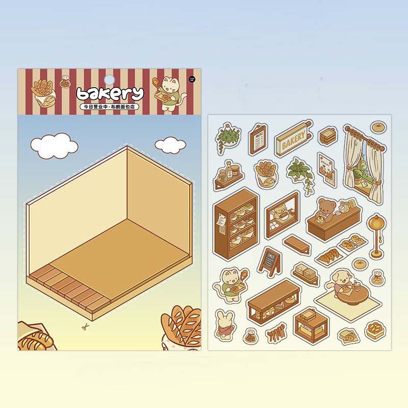 Stickers Escenario 3D Open Today v1 Bakery