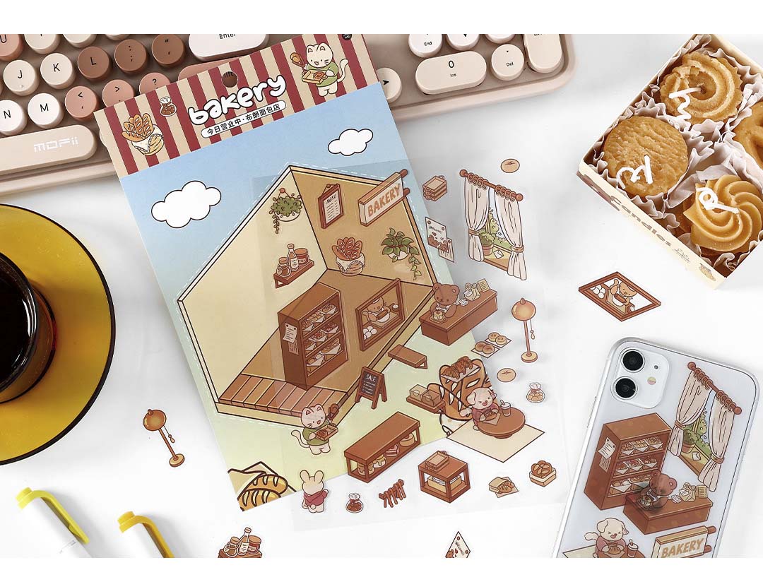 Stickers Escenario 3D Open Today v1 Bakery