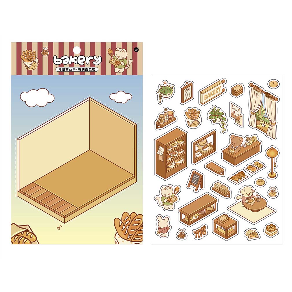 Stickers Escenario 3D Open Today v1 Bakery