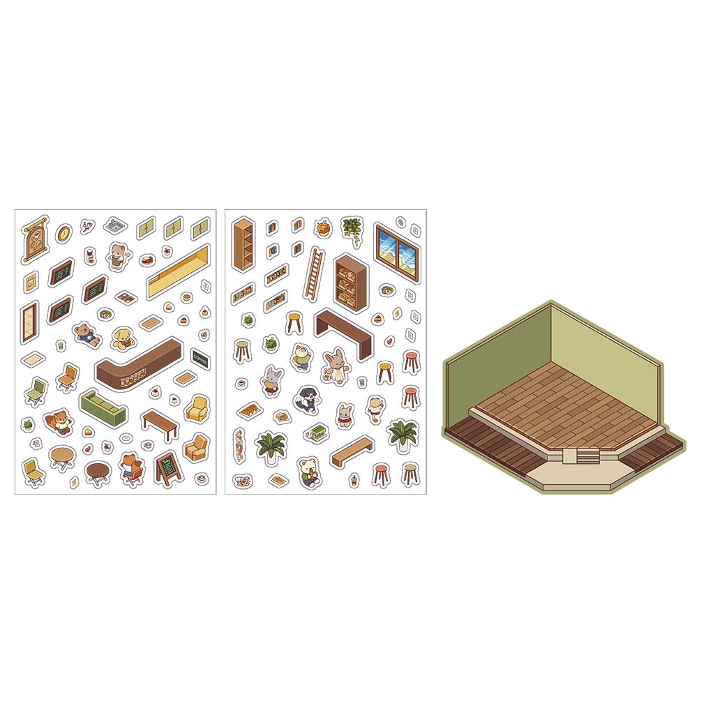 Stickers Escenario 3D Open Today v2 Coffee Bakery