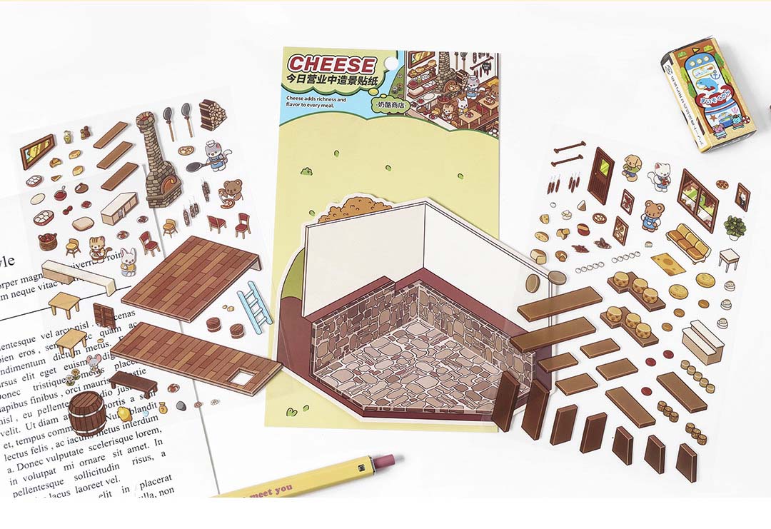 Stickers Escenario 3D Open Today v3 Cheese