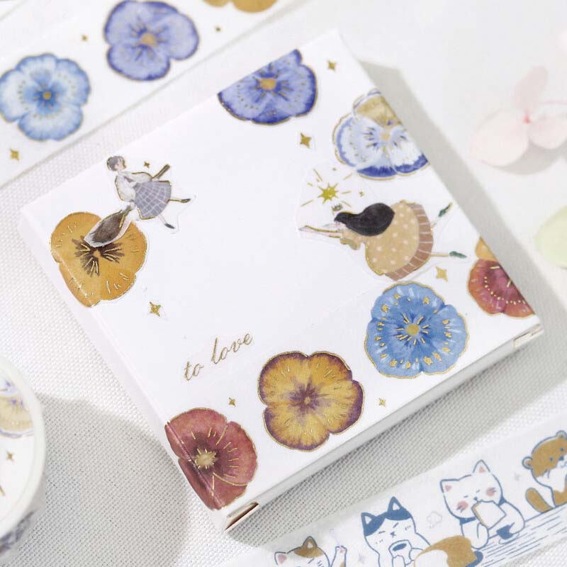 Washi Tape Foil Pansy Bookmark
