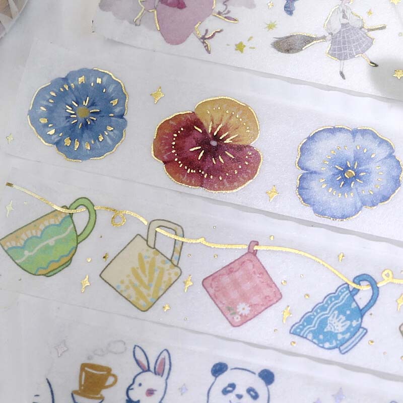 Washi Tape Foil Pansy Bookmark