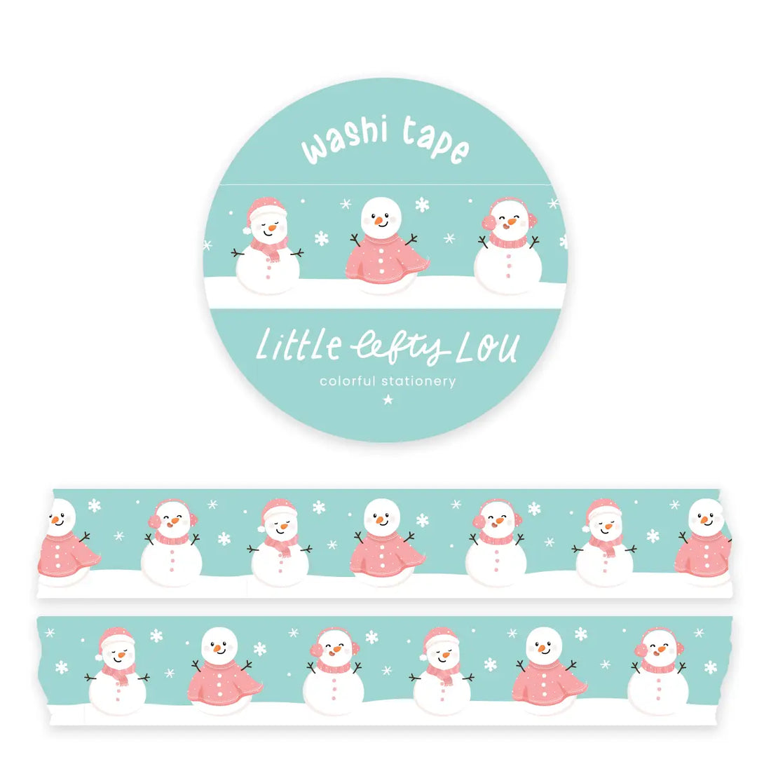 Washi Tape Pink Snowman Winter