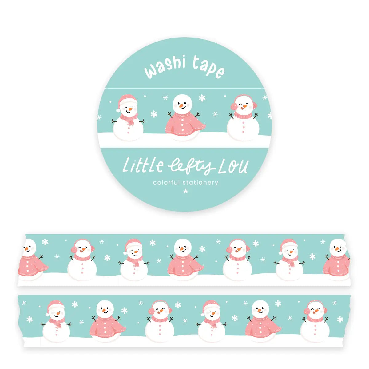Washi Tape Pink Snowman Winter