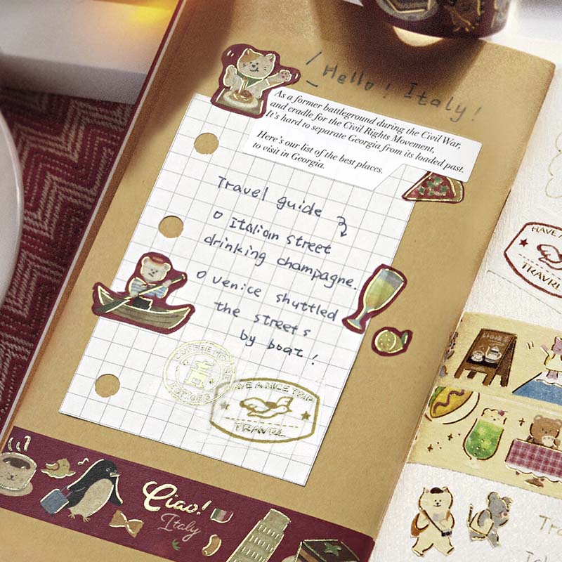Washi Tape Foil World Cafe Travel Italy