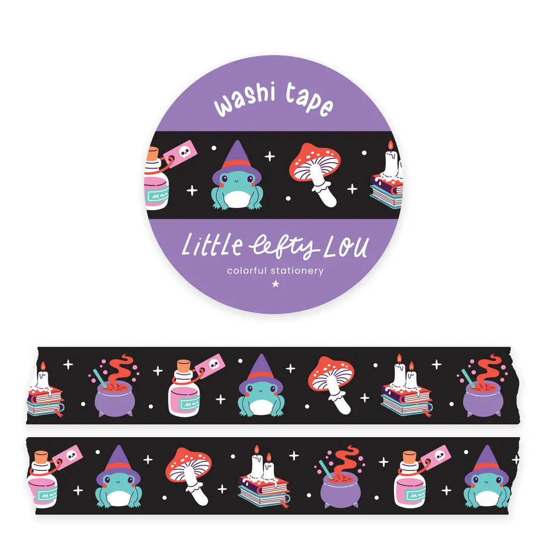 Washi Tape Witchy Frog Black