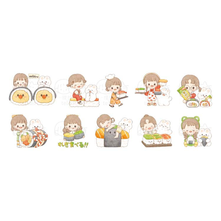 Stickers Abu Eats Sushi On Hand