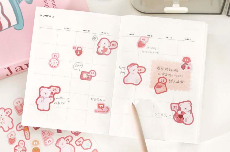 Stickers Bears Polka Pink