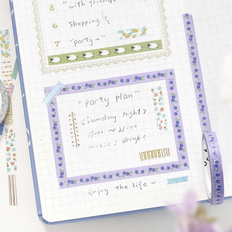 Washi Tape Slim Foil Blueberry