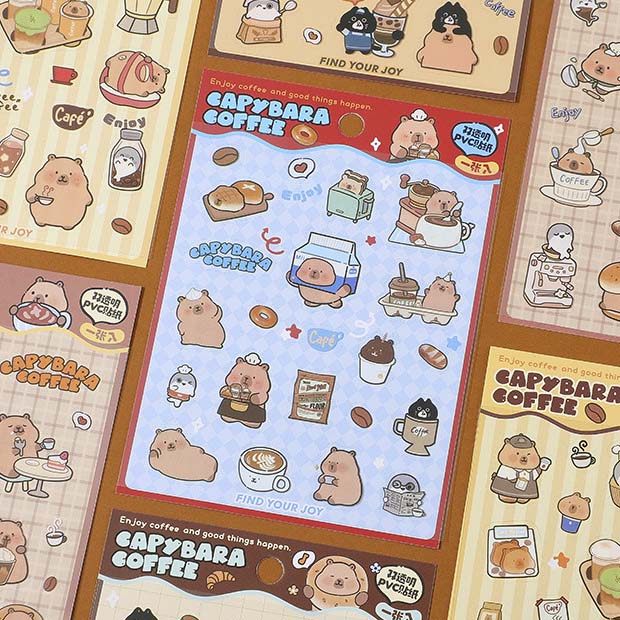 Stickers Capybara Coffee Caramel Mocha