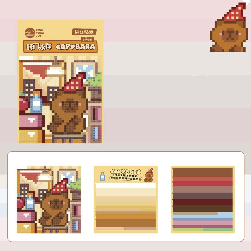 Stickers Mosaico de Números Capybara Happy Birthday
