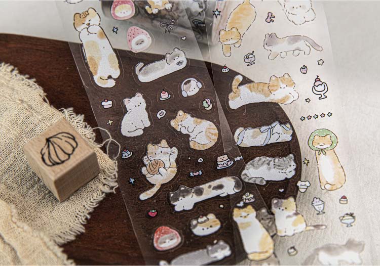 Stickers en Rollo Cat and Dog Business Cat Knitting