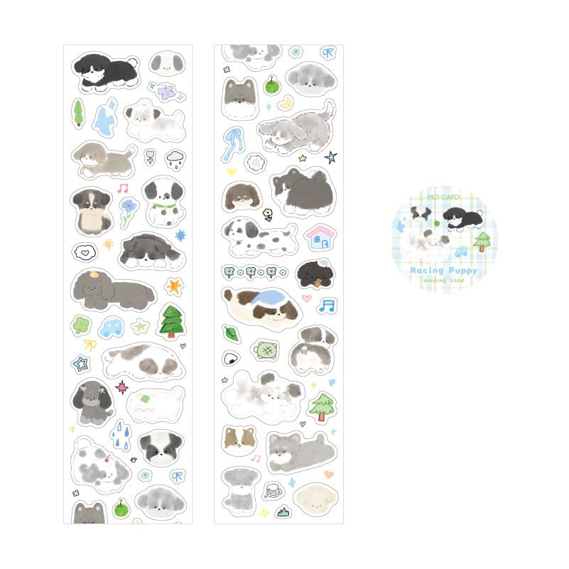 Stickers en Rollo Cat and Dog Business Racing Puppy