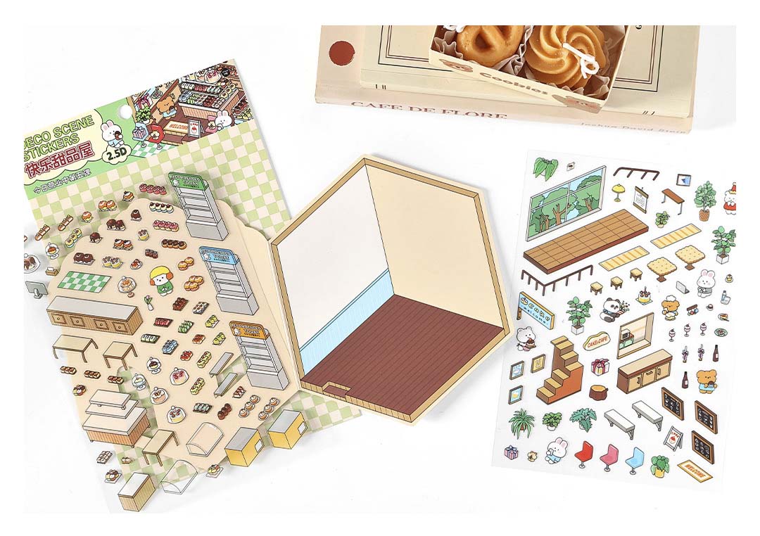 Stickers Escenario 3D Open Today V5 Happy Dessert