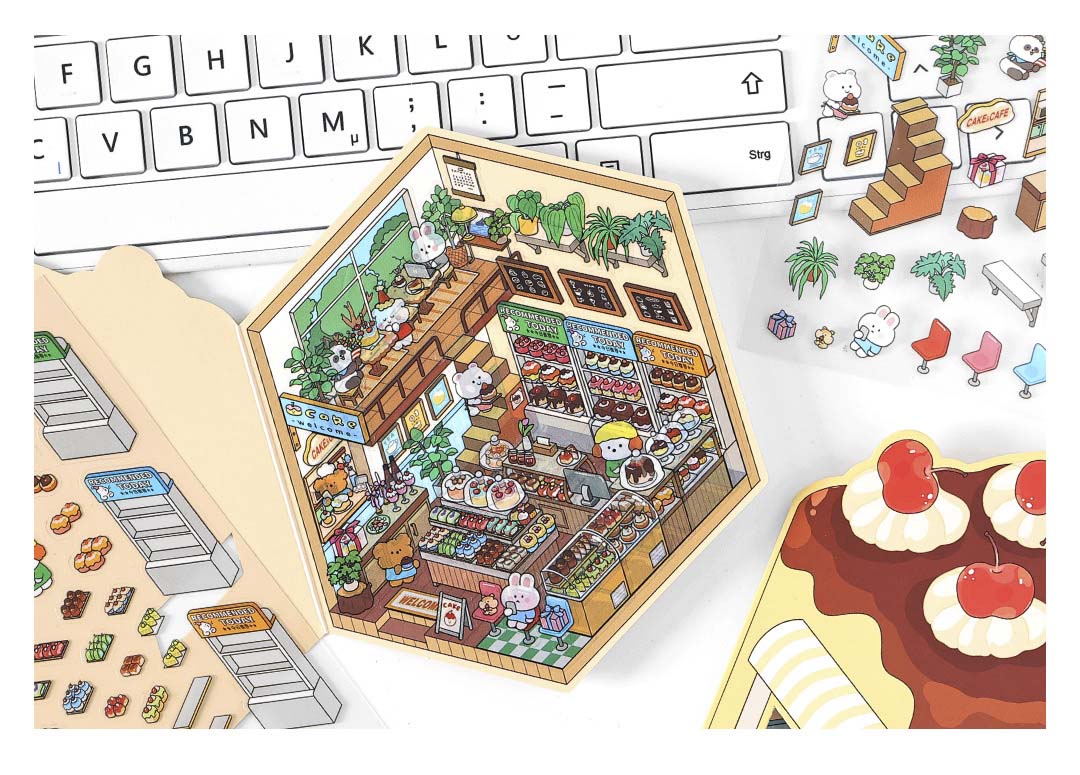 Stickers Escenario 3D Open Today V5 Happy Dessert