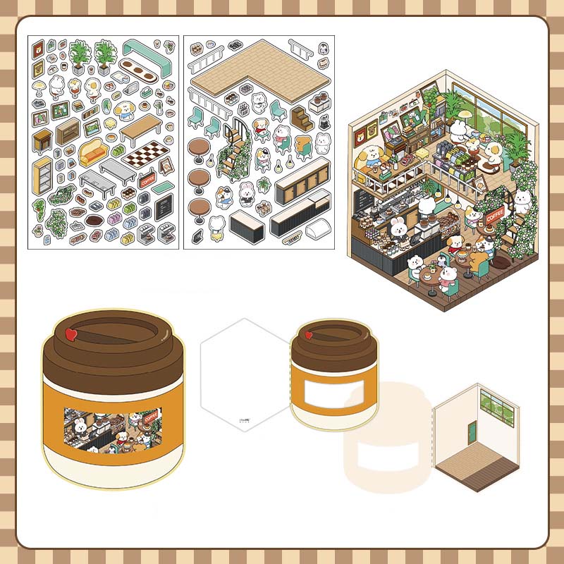 Stickers Escenario 3D Open Today V5 Morning Cafe
