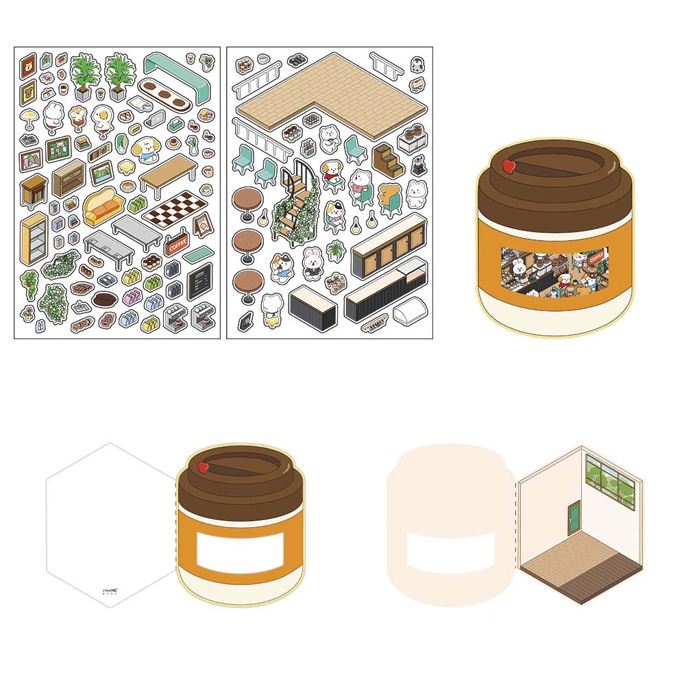 Stickers Escenario 3D Open Today V5 Morning Cafe