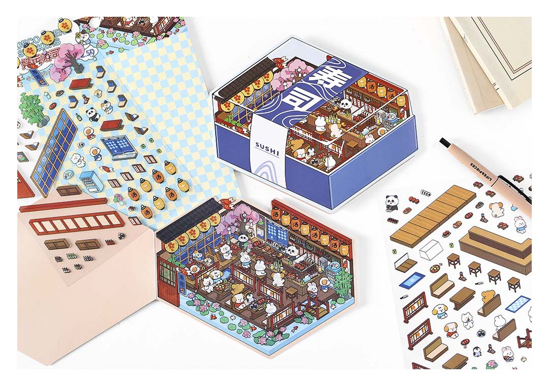 Stickers Escenario 3D Open Today V5 Sushi Bar
